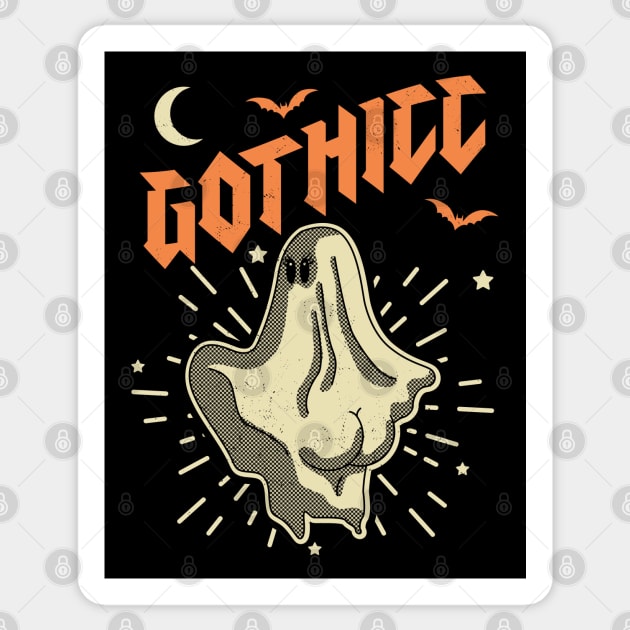 Gothicc Thicc Goth Aesthetic Pastel Cute Ghost Halloween Sticker by OrangeMonkeyArt